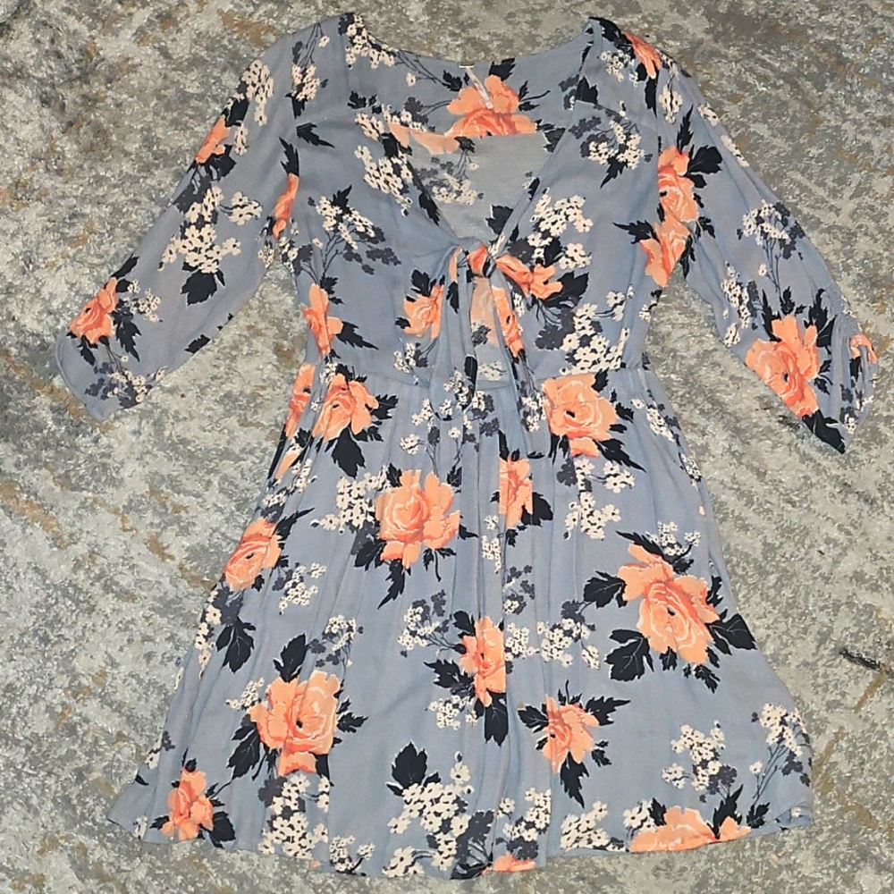 Free People Tied Up In Love Tie Front Whimsical Fairy Dress Size 6 - Picture 2 of 14